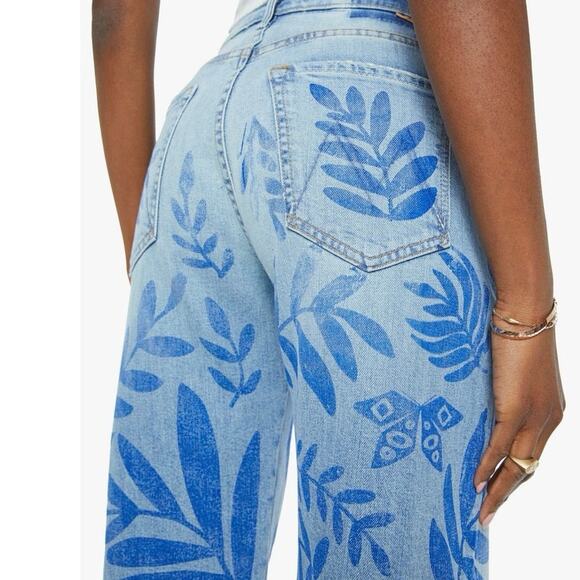 NWT MOTHER SUPERIOR The Lasso Sneak Jean in Pressed Leaves Wash Sz 30 Wide Leg - Picture 4 of 12